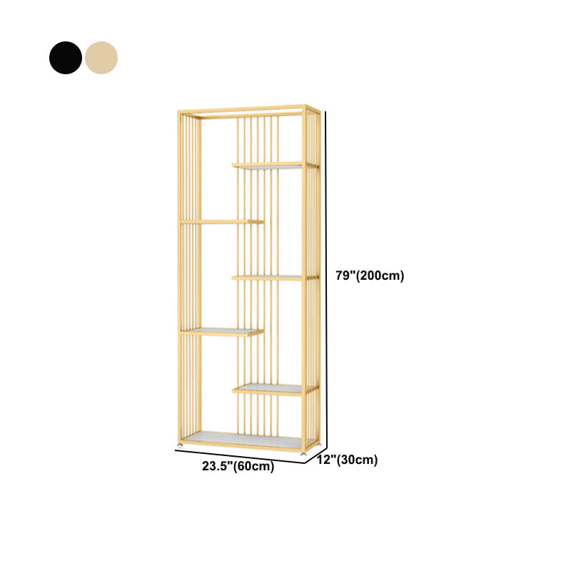 Gold and Black Etagere Book Shelf Vertical Open Home Bookshelf with 6 Shelves Clearhalo 'Bookcases' 'furn' 'furn_bookcases' 'Furniture' 'Office Furniture' 6101621