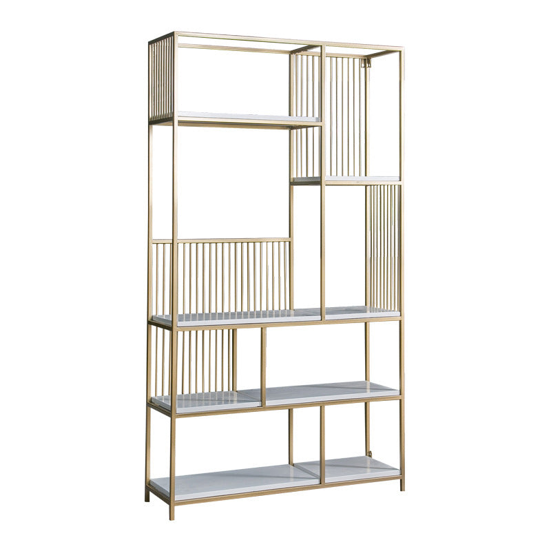 Glam Vertical Open Book Shelf Metal Etagere Shelf Bookcase for Office Gold Clearhalo 'Bookcases' 'furn' 'furn_bookcases' 'Furniture' 'Office Furniture' 6101627