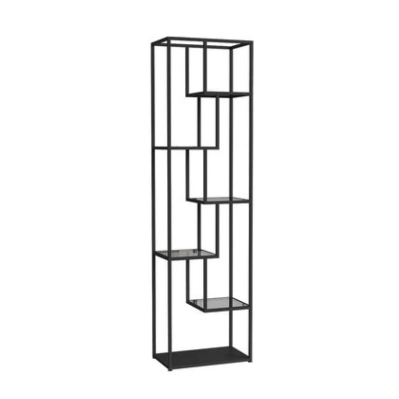 Gouden en zwarte verticale plank boekenkast metalen huis open boekplank met planken