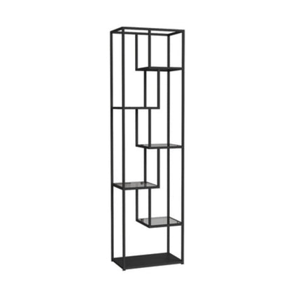 Gouden en zwarte verticale plank boekenkast metalen huis open boekplank met planken