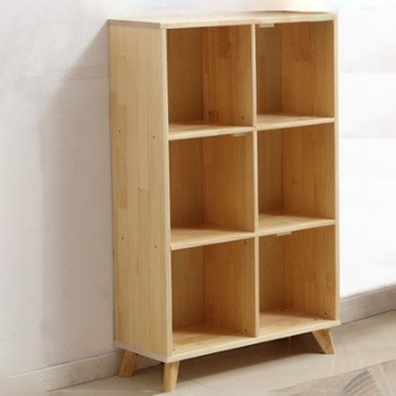 Natural Pine Bookshelf Modern Closed Back Bookcase with Shelves
