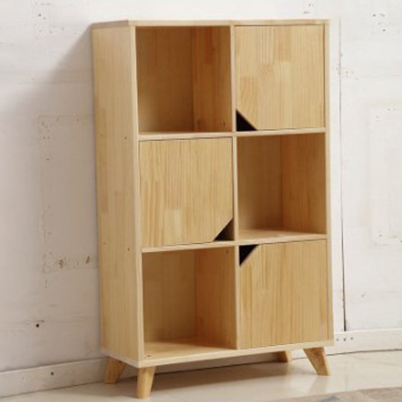 Natural Pine Bookshelf Modern Closed Back Bookcase with Shelves