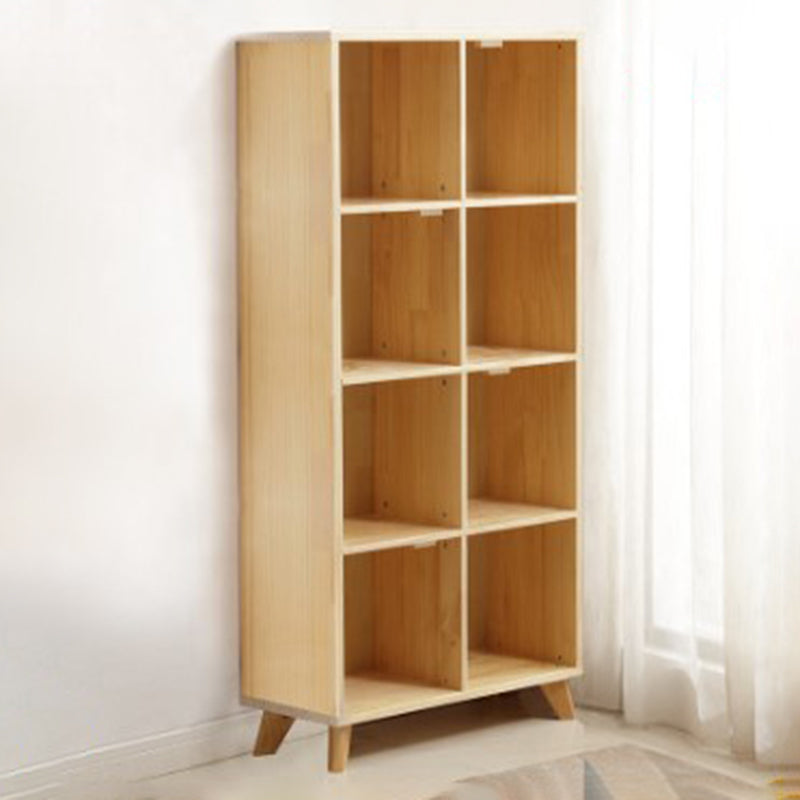 Natural Pine Bookshelf Modern Closed Back Bookcase with Shelves