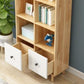 Natural Pine Bookshelf Modern Closed Back Bookcase with Shelves