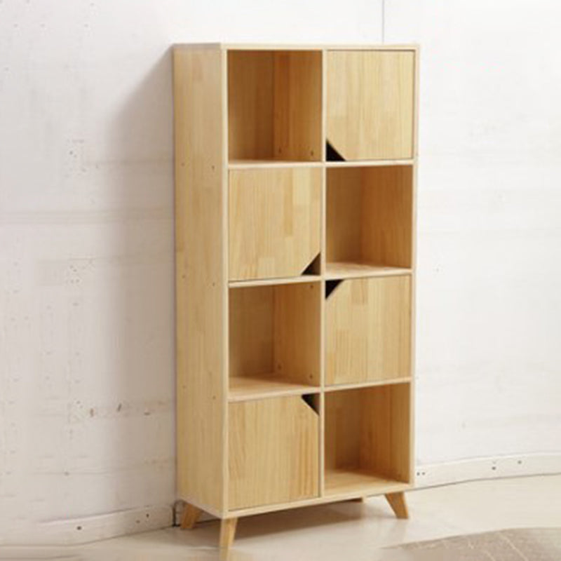 Natural Pine Bookshelf Modern Closed Back Bookcase with Shelves