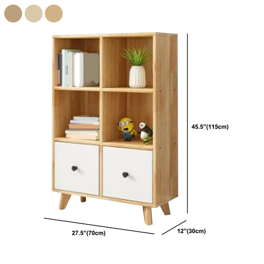Natural Pine Bookshelf Modern Closed Back Bookcase with Shelves