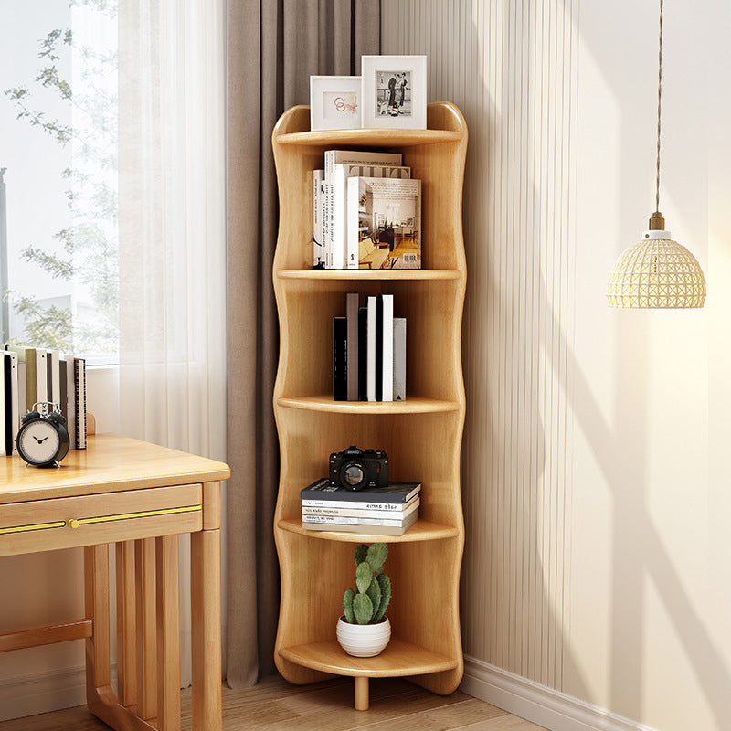 Rubber-Wood Bookshelf Closed Back Bedroom Modern Bookshelf 16" W X 63" H Natural Clearhalo 'Bookcases' 'furn' 'furn_bookcases' 'Furniture' 'Office Furniture' 6101882