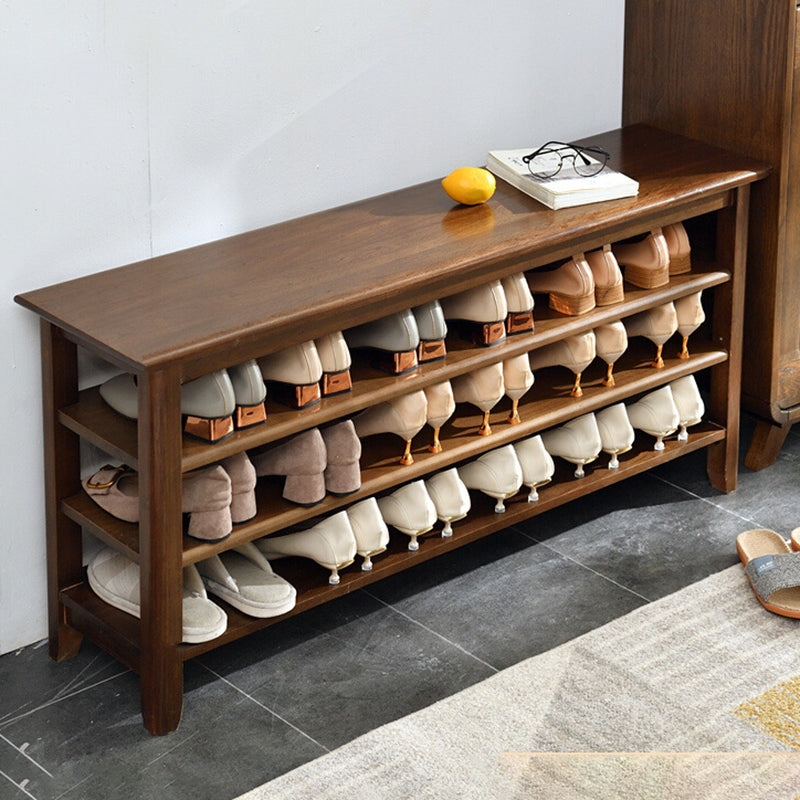 Contemporary Seating Bench Solid Wood Rectangle Bench with Storage 47"L x 12"W x 22"H Nut-Brown Clearhalo 'Benches' 'Chairs & Seating' 'furn' 'furn_benches' 'Furniture' 'Living Room Furniture' 6101930