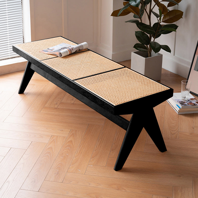 Rectangle 17.7" Wide Seating Bench Solid Wood Entryway Bench in Oak 50"L x 18"W x 18"H Black Clearhalo 'Benches' 'Chairs & Seating' 'furn' 'furn_benches' 'Furniture' 'Living Room Furniture' 6101977