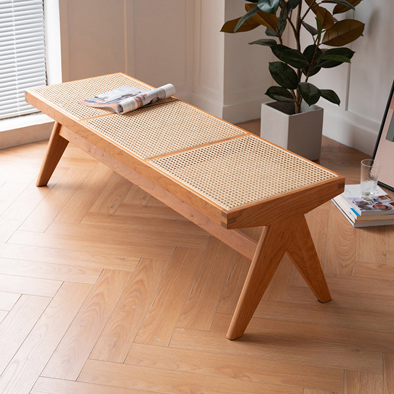 Rectangle 17.7" Wide Seating Bench Solid Wood Entryway Bench in Oak 50"L x 18"W x 18"H Orange Red Clearhalo 'Benches' 'Chairs & Seating' 'furn' 'furn_benches' 'Furniture' 'Living Room Furniture' 6101979