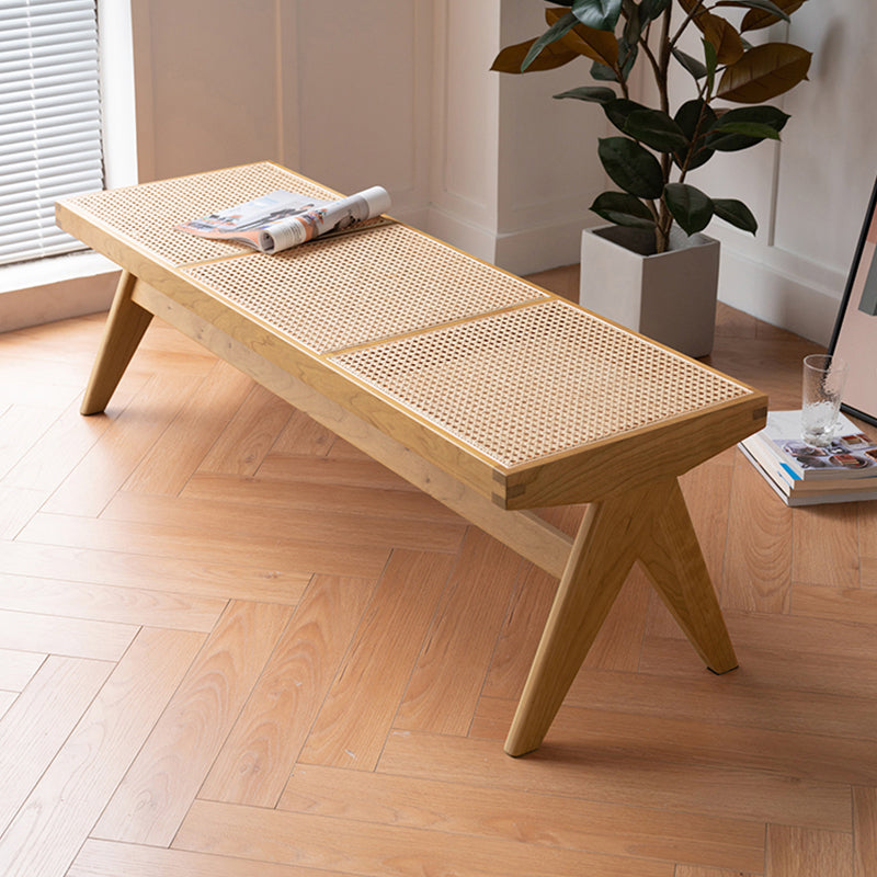 Rectangle 17.7" Wide Seating Bench Solid Wood Entryway Bench in Oak 50"L x 18"W x 18"H Natural Clearhalo 'Benches' 'Chairs & Seating' 'furn' 'furn_benches' 'Furniture' 'Living Room Furniture' 6101981