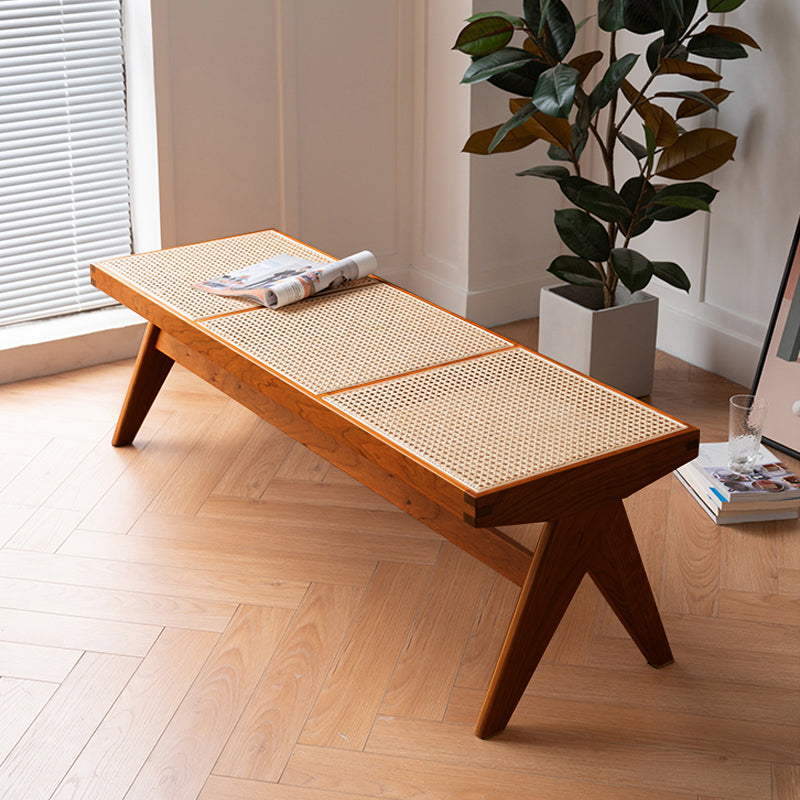 Rectangle 17.7" Wide Seating Bench Solid Wood Entryway Bench in Oak 50"L x 18"W x 18"H Nut-Brown Clearhalo 'Benches' 'Chairs & Seating' 'furn' 'furn_benches' 'Furniture' 'Living Room Furniture' 6101983