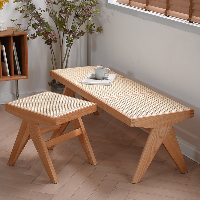 Rectangle 17.7" Wide Seating Bench Solid Wood Entryway Bench in Oak Clearhalo 'Benches' 'Chairs & Seating' 'furn' 'furn_benches' 'Furniture' 'Living Room Furniture' 6101986