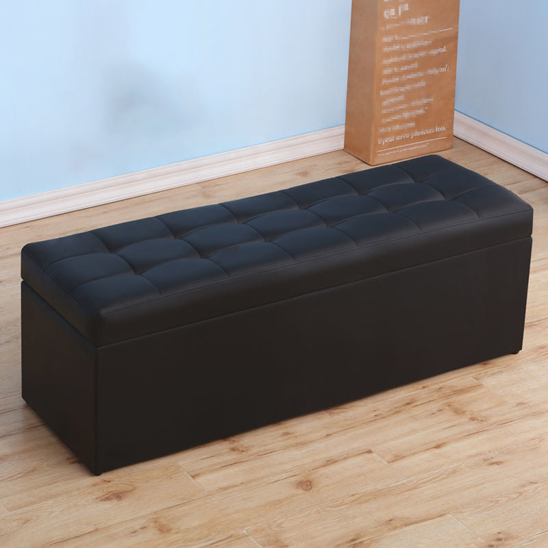 15.7" H Modern Cushioned Entryway Bench Upholstered Seating Bench Matte Black Clearhalo 'Benches' 'Chairs & Seating' 'furn' 'furn_benches' 'Furniture' 'Living Room Furniture' 6101991
