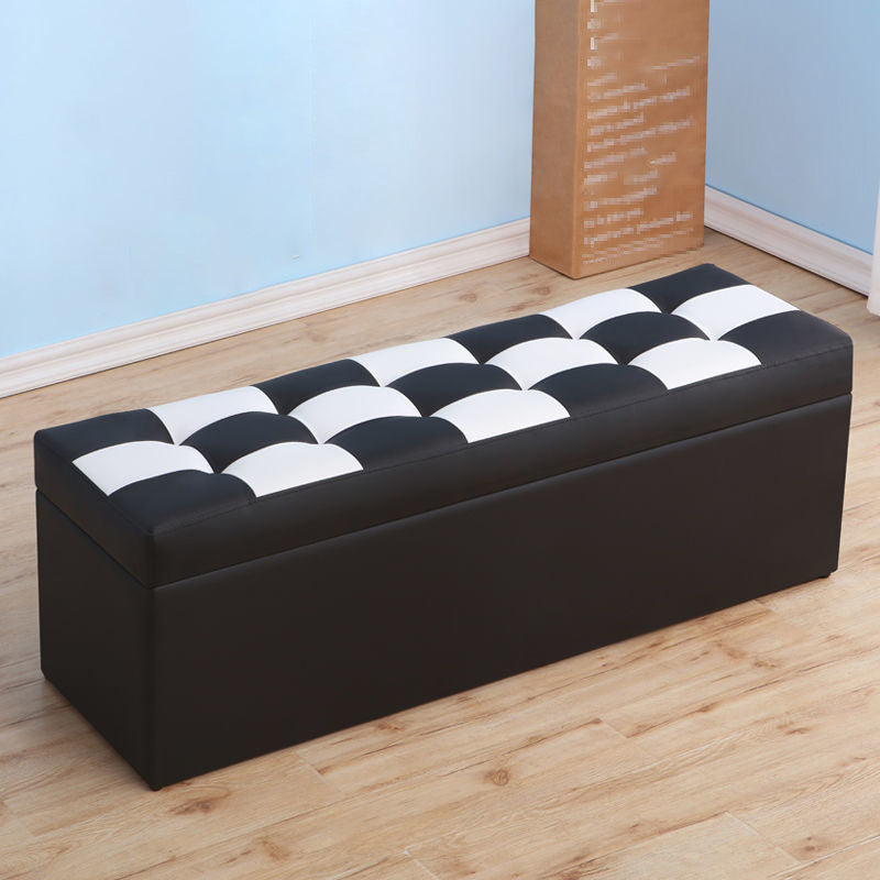 15.7" H Modern Cushioned Entryway Bench Upholstered Seating Bench Black-White Clearhalo 'Benches' 'Chairs & Seating' 'furn' 'furn_benches' 'Furniture' 'Living Room Furniture' 6102005