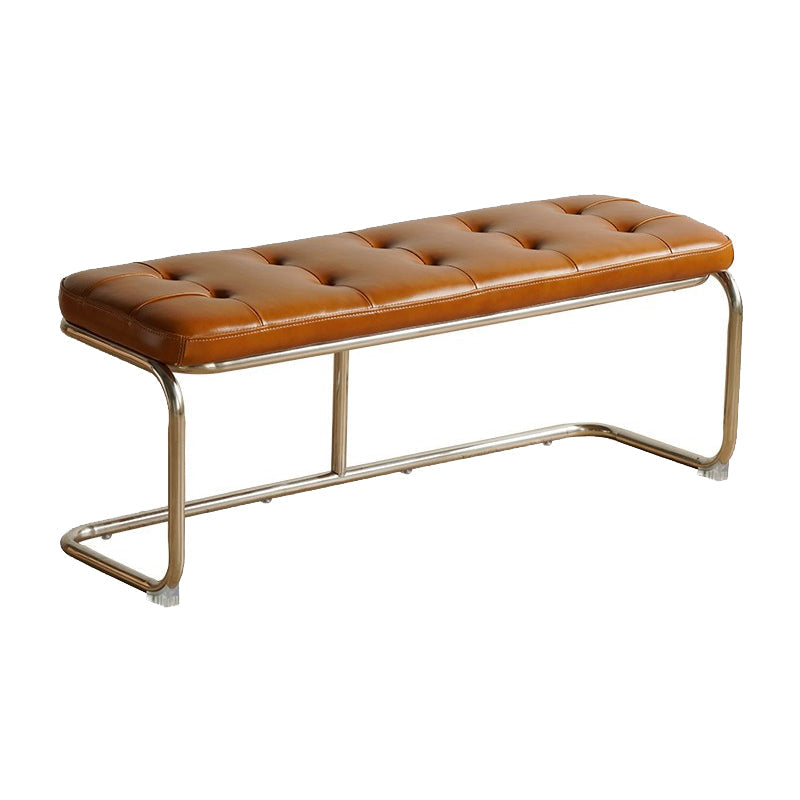 Rectangle 13.8" Wide Brown Bench Cushioned Upholstered Entryway Bench Clearhalo 'Benches' 'Chairs & Seating' 'furn' 'furn_benches' 'Furniture' 'Living Room Furniture' 6102021