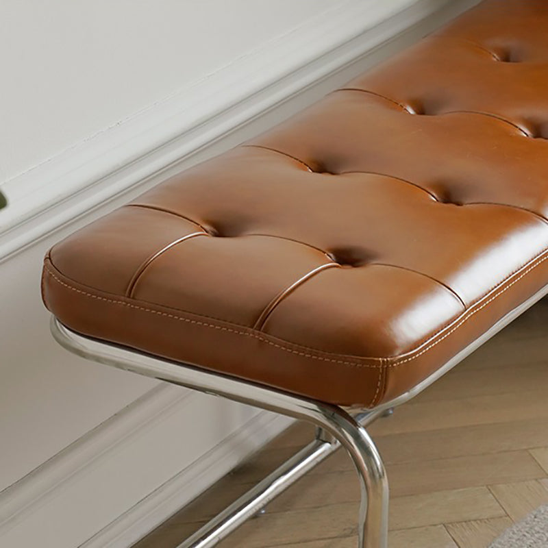 Rectangle 13.8" Wide Brown Bench Cushioned Upholstered Entryway Bench Clearhalo 'Benches' 'Chairs & Seating' 'furn' 'furn_benches' 'Furniture' 'Living Room Furniture' 6102022