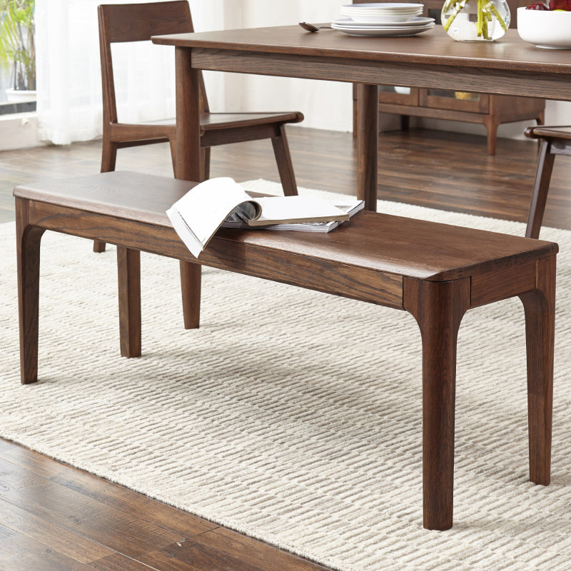 Rectangle 11.8" Wide Seating Bench Solid Wood Entryway Bench Nut-Brown Clearhalo 'Benches' 'Chairs & Seating' 'furn' 'furn_benches' 'Furniture' 'Living Room Furniture' 6102031