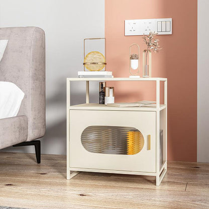 Modern Metal Night Table Storage Bedside Cabinet with Door for Bedroom