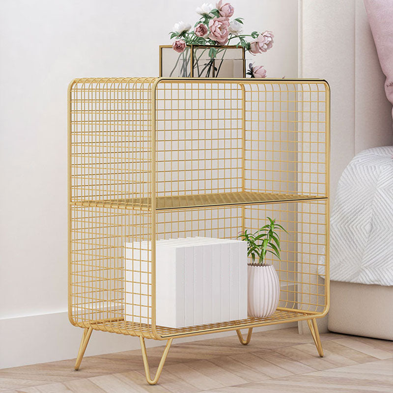 Modern Metal Bedside Cabinet Open Storage Nightstand with Shelves 24"L x 12"W x 28"H Gold 1 Piece Clearhalo 'Bedroom Furniture' 'furn' 'furn_night_stand' 'Furniture' 'night_stand' 'Nightstands' 6102349