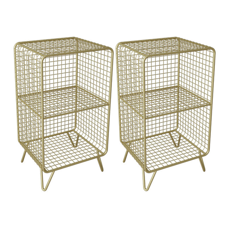Modern Metal Bedside Cabinet Open Storage Nightstand with Shelves 14"L x 12"W x 26"H Gold 2 Piece Set Clearhalo 'Bedroom Furniture' 'furn' 'furn_night_stand' 'Furniture' 'night_stand' 'Nightstands' 6102358