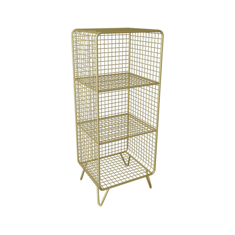 Modern Metal Bedside Cabinet Open Storage Nightstand with Shelves 14"L x 12"W x 35"H Gold 1 Piece Clearhalo 'Bedroom Furniture' 'furn' 'furn_night_stand' 'Furniture' 'night_stand' 'Nightstands' 6102359