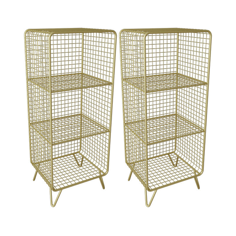 Modern Metal Bedside Cabinet Open Storage Nightstand with Shelves 14"L x 12"W x 35"H Gold 2 Piece Set Clearhalo 'Bedroom Furniture' 'furn' 'furn_night_stand' 'Furniture' 'night_stand' 'Nightstands' 6102361