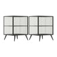 Modern Glass Door Night Table Metal Storage Nightstand for Bedroom Black 2 Piece Set Left Clearhalo 'Bedroom Furniture' 'furn' 'furn_night_stand' 'Furniture' 'night_stand' 'Nightstands' 6102372