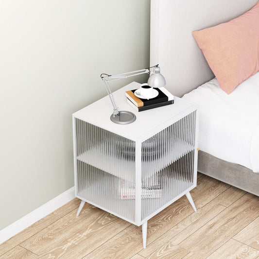 Modern Glass Door Night Table Metal Storage Nightstand for Bedroom Clearhalo 'Bedroom Furniture' 'furn' 'furn_night_stand' 'Furniture' 'night_stand' 'Nightstands' 6102385