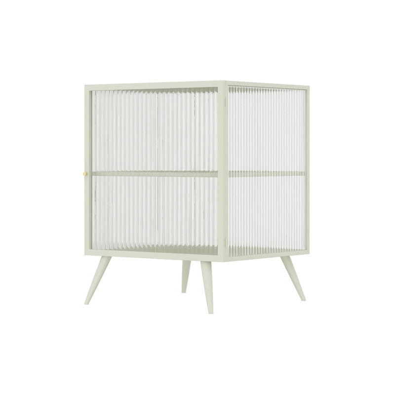 Modern Glass Door Night Table Metal Storage Nightstand for Bedroom Off-White 1 Piece Right Clearhalo 'Bedroom Furniture' 'furn' 'furn_night_stand' 'Furniture' 'night_stand' 'Nightstands' 6102386