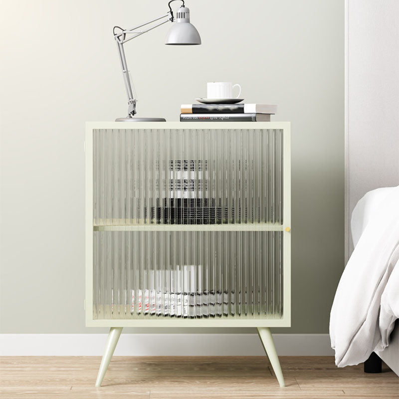 Modern Glass Door Night Table Metal Storage Nightstand for Bedroom Clearhalo 'Bedroom Furniture' 'furn' 'furn_night_stand' 'Furniture' 'night_stand' 'Nightstands' 6102388