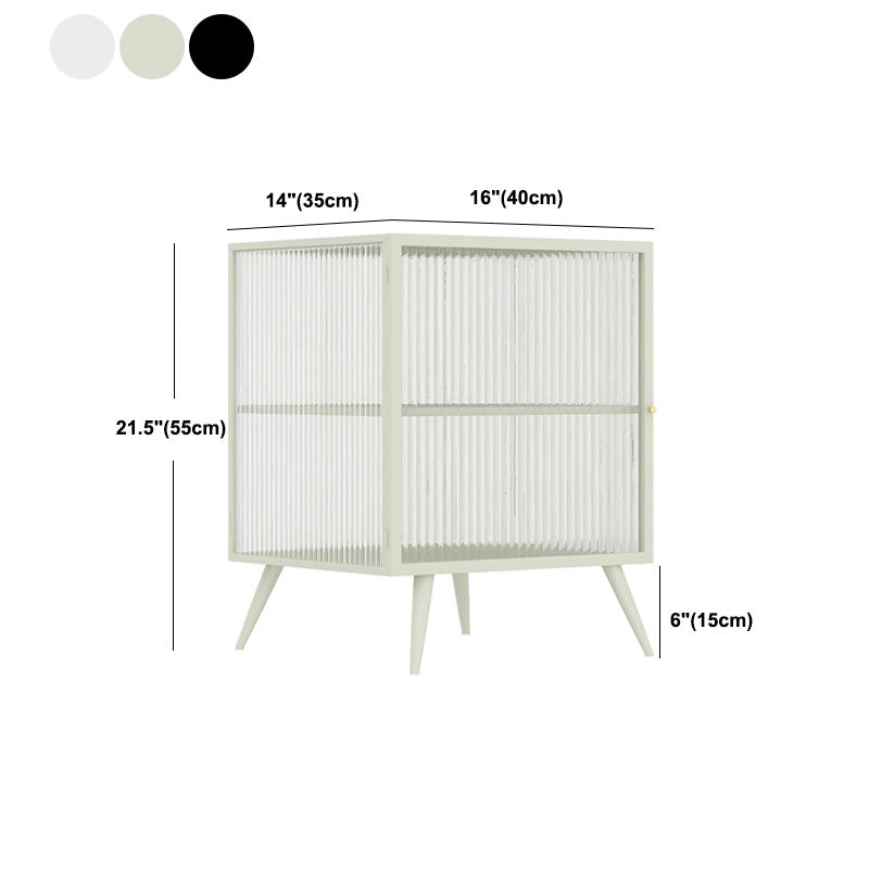 Modern Glass Door Night Table Metal Storage Nightstand for Bedroom Clearhalo 'Bedroom Furniture' 'furn' 'furn_night_stand' 'Furniture' 'night_stand' 'Nightstands' 6102389