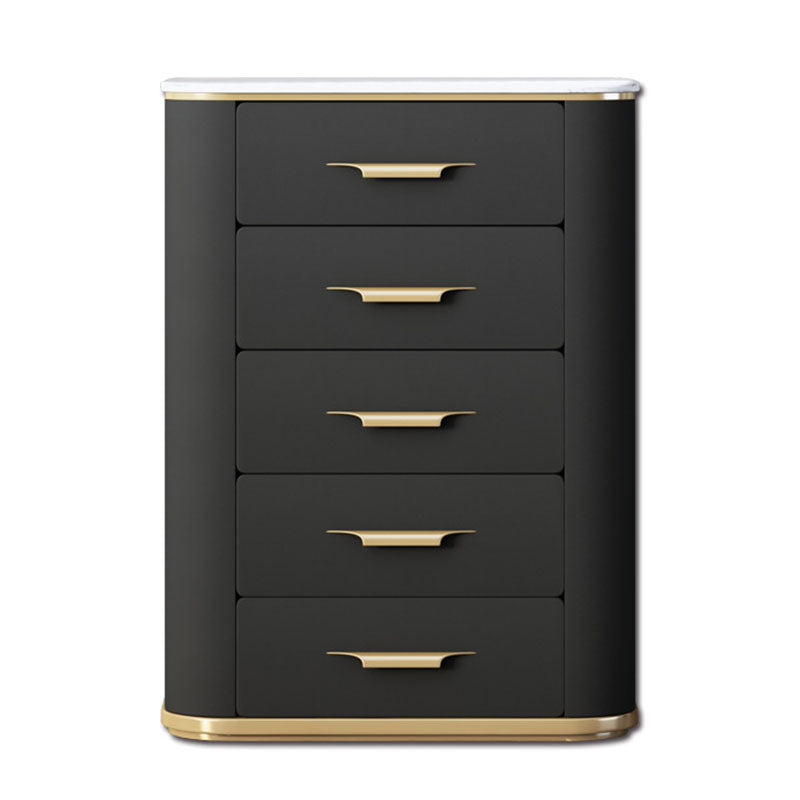 Glam Chest Bedroom Stone Vertical Storage Chest with 5 Drawers