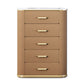 Glam Chest Bedroom Stone Vertical Storage Chest with 5 Drawers