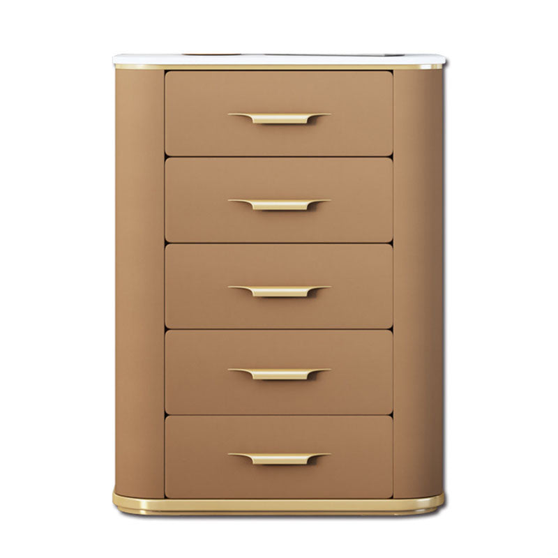 Glam Chest Bedroom Stone Vertical Storage Chest with 5 Drawers
