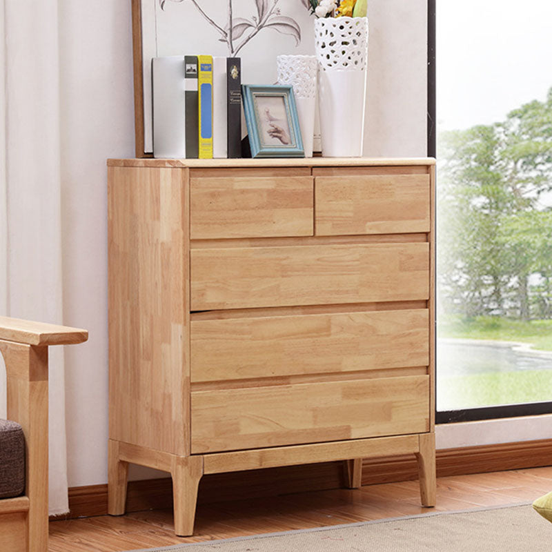 Home Rubber Wood Storage Chest Contemporary Chest with Drawers Natural 5 Clearhalo 'Bedroom Furniture' 'Dressers & Chests' 'dressers_chests' 'furn' 'furn_dressers_chests' 'Furniture' 6102497