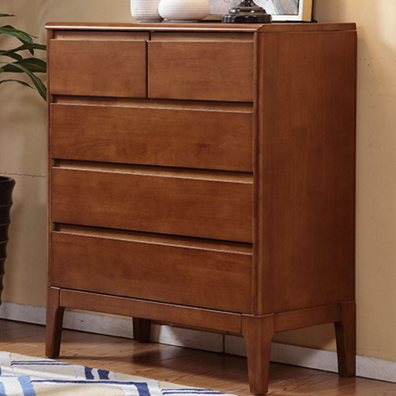 Home Rubber Wood Storage Chest Contemporary Chest with Drawers Nut-Brown 5 Clearhalo 'Bedroom Furniture' 'Dressers & Chests' 'dressers_chests' 'furn' 'furn_dressers_chests' 'Furniture' 6102498