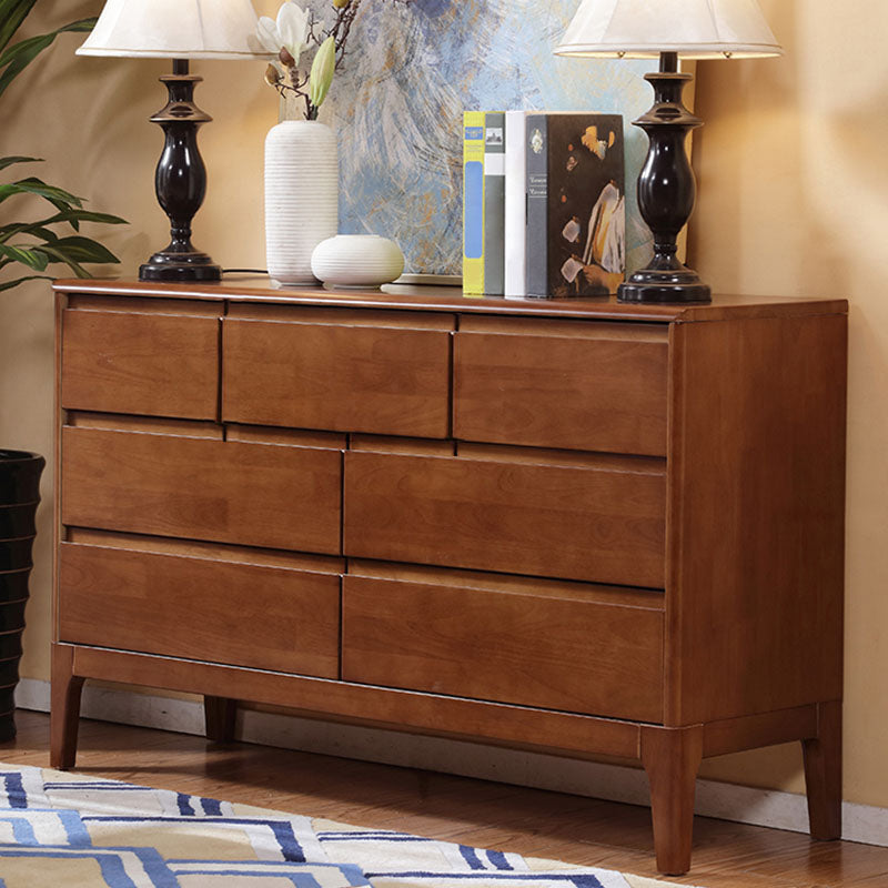 Home Rubber Wood Storage Chest Contemporary Chest with Drawers Nut-Brown 7 Clearhalo 'Bedroom Furniture' 'Dressers & Chests' 'dressers_chests' 'furn' 'furn_dressers_chests' 'Furniture' 6102505