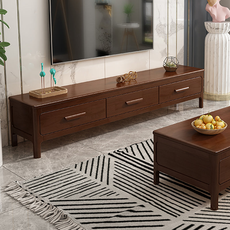 Modern Rubberwood TV Stand Enclosed Storage TV Media Stand with Drawers for Living Room Walnut Clearhalo 'furn' 'furn_tv_stands_entertainment_centers' 'Furniture' 'Living Room Furniture' 'TV Stands & Entertainment Centers' 'TV Stands & Media Storage Furniture' 'tv_stands_entertainment_centers' 6102638