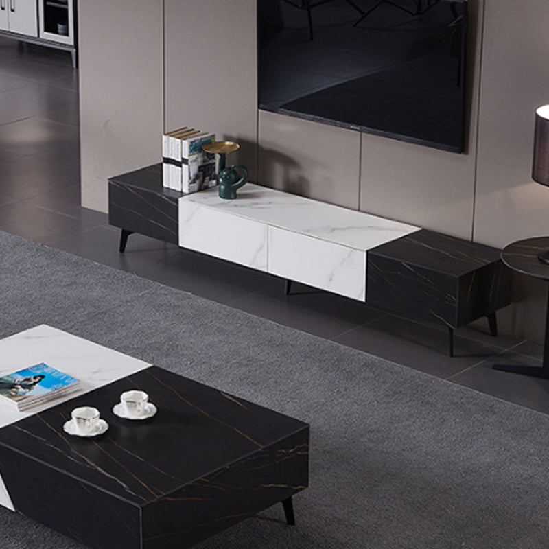 Modern Stone TV Stand Pine TV Media Stand with Drawers for Living Room Clearhalo 'furn' 'furn_tv_stands_entertainment_centers' 'Furniture' 'Living Room Furniture' 'TV Stands & Entertainment Centers' 'TV Stands & Media Storage Furniture' 'tv_stands_entertainment_centers' 6102682