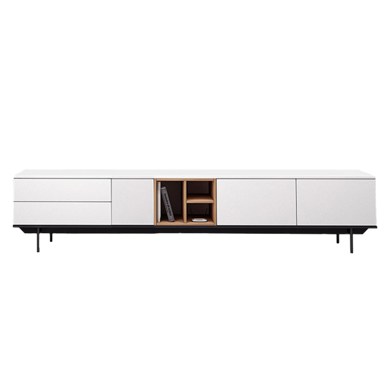 Contemporary Wooden TV Stand Open Storage TV Media Console with Doors for Living Room Clearhalo 'furn' 'furn_tv_stands_entertainment_centers' 'Furniture' 'Living Room Furniture' 'TV Stands & Entertainment Centers' 'TV Stands & Media Storage Furniture' 'tv_stands_entertainment_centers' 6102701