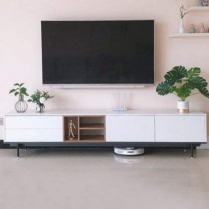 Contemporary Wooden TV Stand Open Storage TV Media Console with Doors for Living Room Clearhalo 'furn' 'furn_tv_stands_entertainment_centers' 'Furniture' 'Living Room Furniture' 'TV Stands & Entertainment Centers' 'TV Stands & Media Storage Furniture' 'tv_stands_entertainment_centers' 6102702