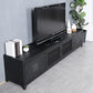 Porta TV moderno in ferro, console multimediale con contenitore chiuso e gambe per soggiorno