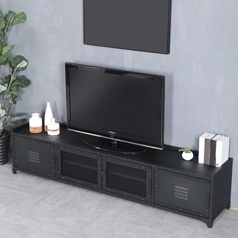 Porta TV moderno in ferro, console multimediale con contenitore chiuso e gambe per soggiorno
