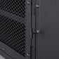 Porta TV moderno in ferro, console multimediale con contenitore chiuso e gambe per soggiorno