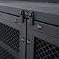 Porta TV moderno in ferro, console multimediale con contenitore chiuso e gambe per soggiorno