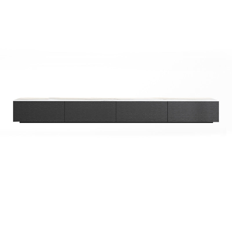 Contemporary Stone TV Stand White & Black TV Media Console with Drawers for Living Room 79"L x 16"W x 14"H Clearhalo 'furn' 'furn_tv_stands_entertainment_centers' 'Furniture' 'Living Room Furniture' 'TV Stands & Entertainment Centers' 'TV Stands & Media Storage Furniture' 'tv_stands_entertainment_centers' 6102787