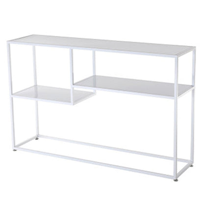 29.53-inch Tall Modern Console Table Iron Accent Table with Shelves White Clearhalo 'Console Tables' 'console_tables' 'Entry & Mudroom Furniture' 'furn' 'furn_console_tables' 'Furniture' 6102925
