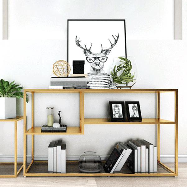 29.53-inch Tall Modern Console Table Iron Accent Table with Shelves 39.4"L x 11.8"W x 29.5"H Gold Clearhalo 'Console Tables' 'console_tables' 'Entry & Mudroom Furniture' 'furn' 'furn_console_tables' 'Furniture' 6102927