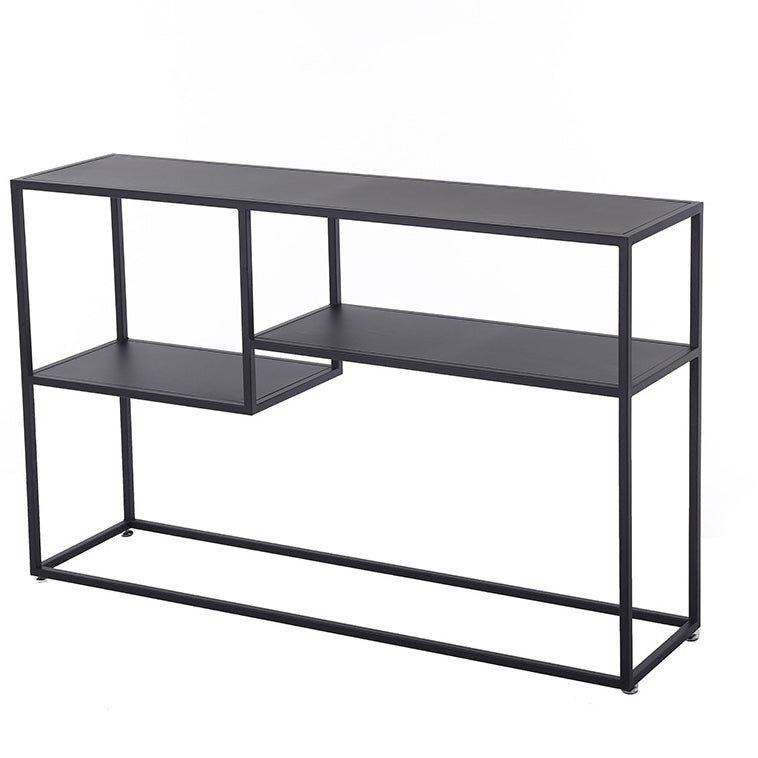 29.53-inch Tall Modern Console Table Iron Accent Table with Shelves Black Clearhalo 'Console Tables' 'console_tables' 'Entry & Mudroom Furniture' 'furn' 'furn_console_tables' 'Furniture' 6102929